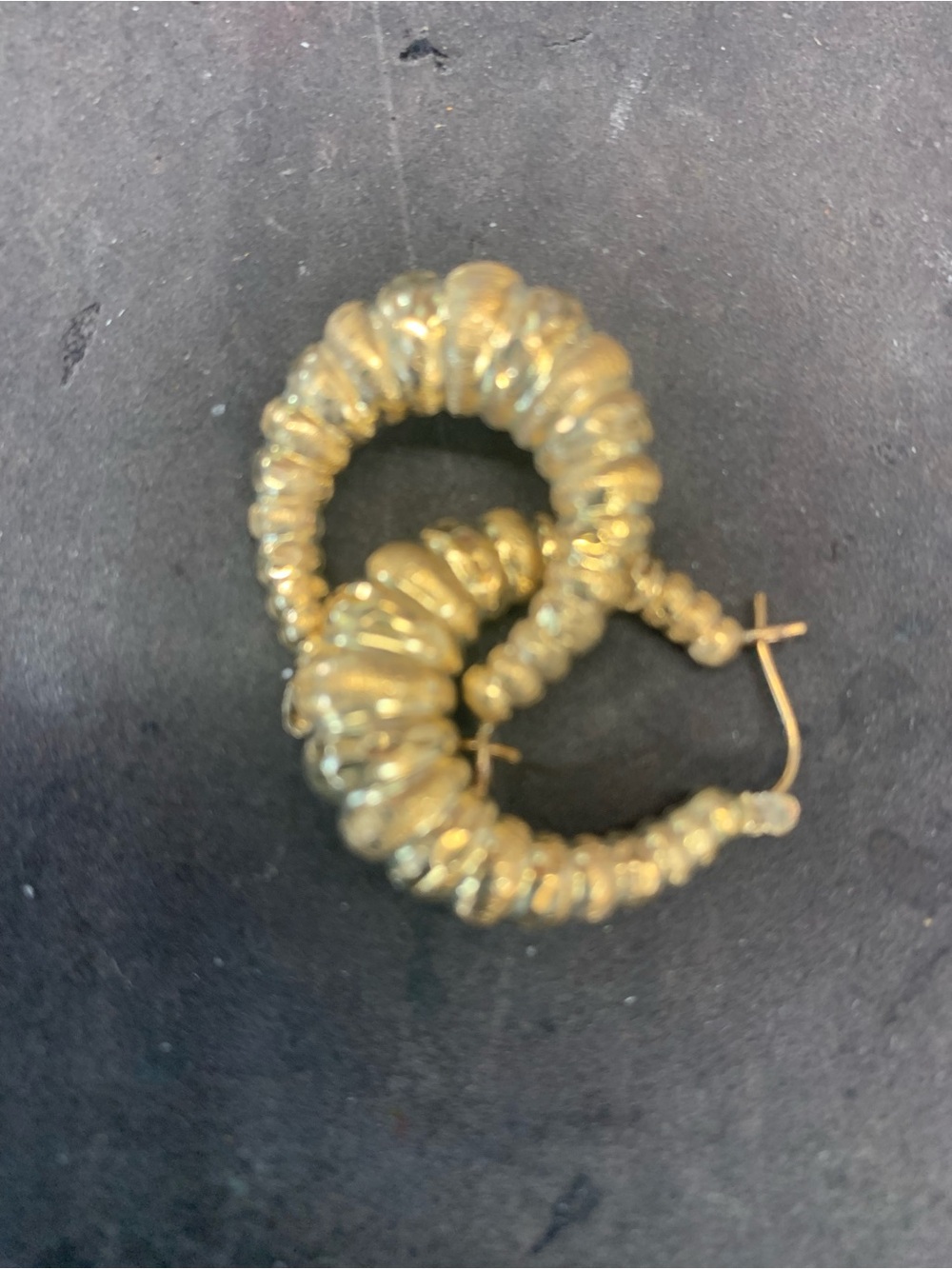 Gold Textured Hoop Earrings - Women Jewelry